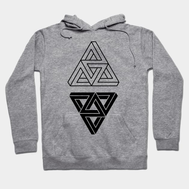 Penrose Triangles on White Hoodie by SWAMPMEAT